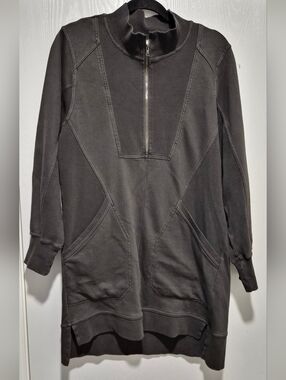 Nwt Daily Practice By Anthropologie Meru Black Mini Sweatshirt Dress Size Medium
